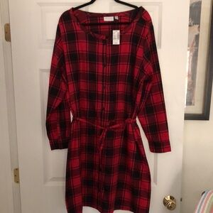 Adult XL black / red plaid dress